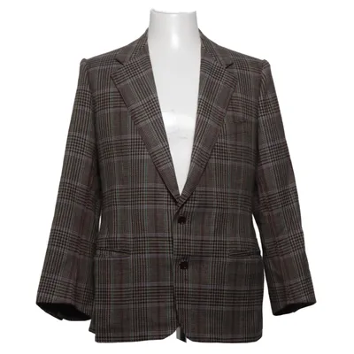Blazer (Marron, Gris) de Abla Cachemire, Cupro, Laine