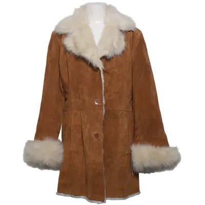 Läderkappa (Brun, Vit) från Saki Akryl, Skinn, Polyester