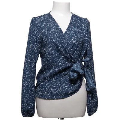 Wrap blouse (Blue, White) from Reserved YFL Polyester