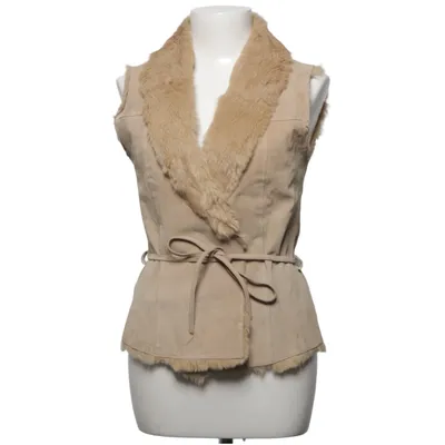 Outer vest (Brown) from Saint Tropez Leather, Rabbit fur, Suede