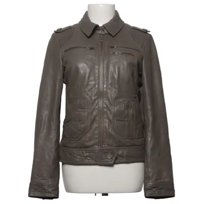 Lederjacke (Grau) von Naf Naf Baumwolle, Leder, Polyester