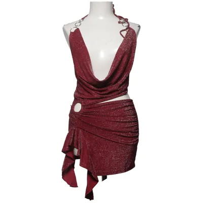 Cocktailkjole (Rød) fra Fashion Nova Elastan, Metallfiber, Polyester