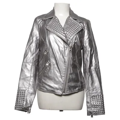 Biker jacket (Silver) from AFTF Basic Polyester, Polyurethane