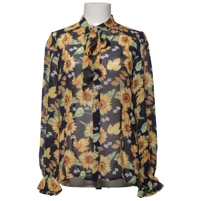 Sløjfebluse (Blå, Gul, Flerfarvet) fra Hell Bunny Polyester
