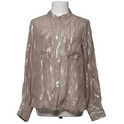 Blouse (Beige, Goud) van Rosemunde Metallvezel, Zijde, Viscose