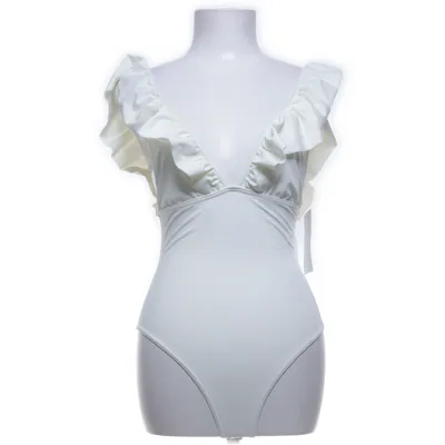 Baddräkt (Deep Neck Frill Swimsuit) från NA-KD Elastan, Polyamid