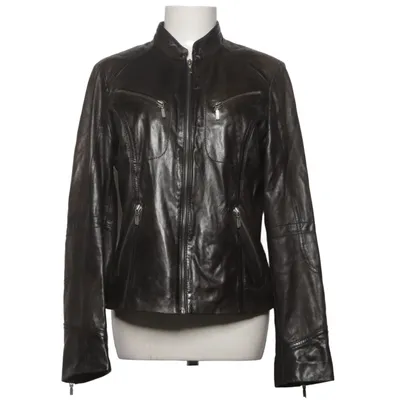 Leather jacket (Black) from Saki Collection Cotton, Leather, Polyester