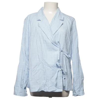Blouse portefeuille (Bleu, Blanc) de CCDK Coton