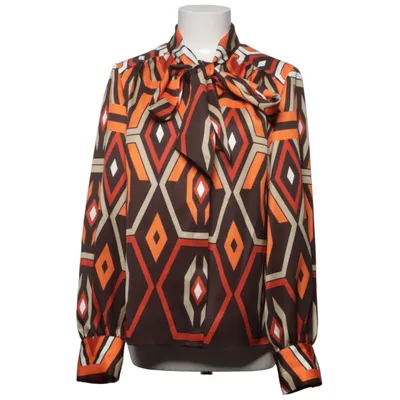 Strikblouse (Bruin, Oranje, Wit) van Madeleine Polyester