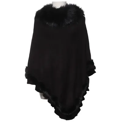 Poncho (Noir) de Oxygene Acrylique, Polyester