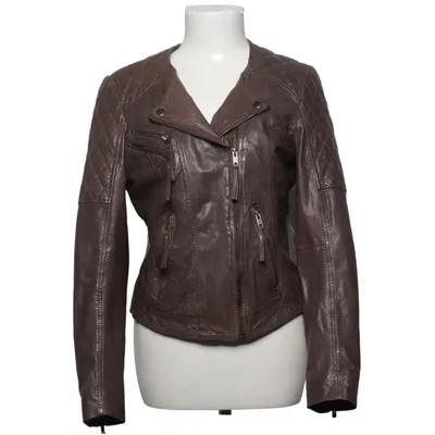 Leren jack (Bruin) van Saki Polyester, Leer