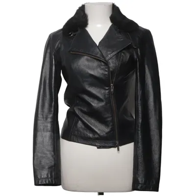 Leren jack (Zwart) van Costa Blanca Leer, Polyester
