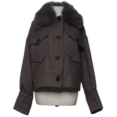 Jacket (Gray) from Meotine Acrylic, Fox fur, Polyester, Viscose, Wool