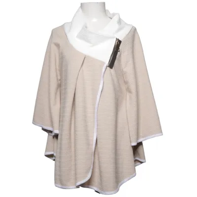 Cape (Beige, White) from Mandi Elastane, Polyester, Viscose