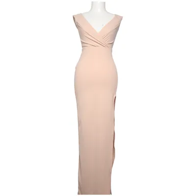 Maxi jurk (Beige) van Boohoo Night Elastaan, Polyester