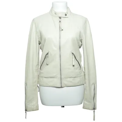 Läderjacka (Beige) från Silverblack Bomull, Skinn, Polyester