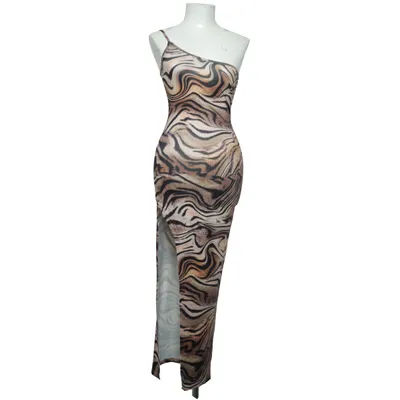 Maxikjole (Brun, Sort, Flerfarvet) fra Shein Elastan, Polyester