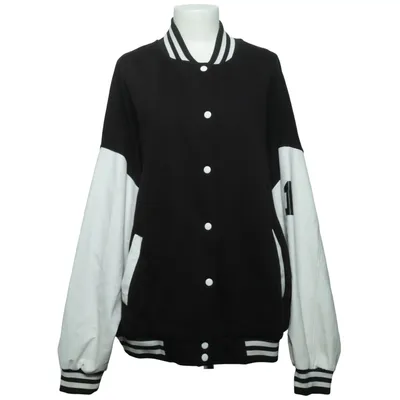 Collegejacka (Svart, Vit) från Boohoo Plus Bomull, Polyester, Polyuretan