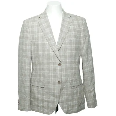 Blazer (Beige, White) from WE Cotton, Linen, Polyester, Viscose