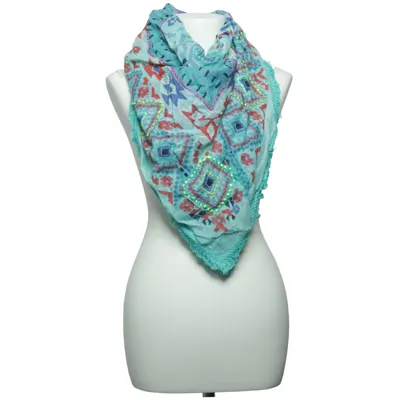 Shawl (Turquoise, Multicolored) from Palme Cotton