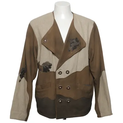 Jacket (Brown, Beige, Green) from Natural life Cotton, Leather, Linen, Polyester, Viscose