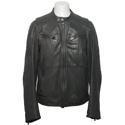 Leren jack (Grijs) van Cast Iron Katoen, Leer, Polyester