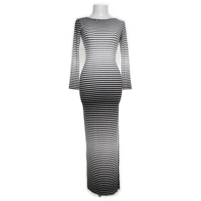 Maxi dress (Black, White) from ASOS Petite Elastane, Viscose