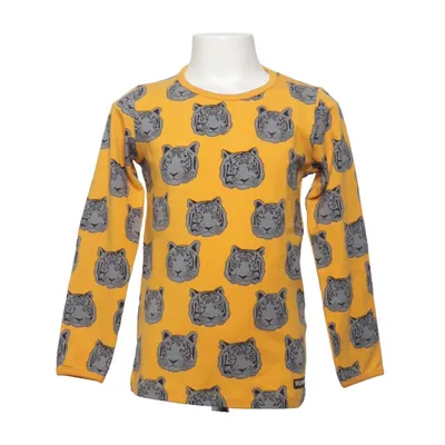 Langærmet t-shirt (Gul, Grå) fra Villervalla Elastan, Økologisk bomuld
