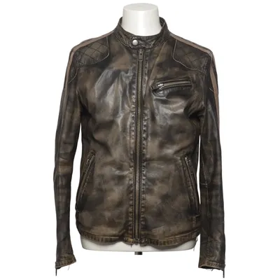 Läderjacka (Grå) från Molltan Bomull, Skinn, Polyester