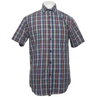 Chemise à manches courtes (Bleu, Multicolore) de Long Island Coton, Polyester