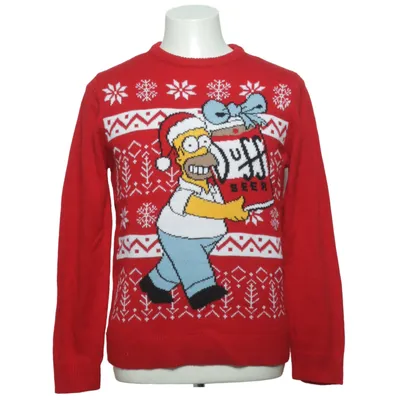 Pull de Noël (Rouge, Multicolore) de The Simpsons Acrylique