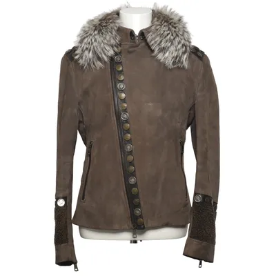 Läderjacka (Grå) från Tom Rebl Viskos, Skinn, Päls