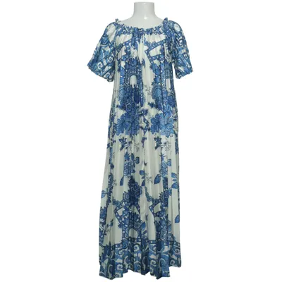 Maxi jurk (Blauw, Wit) van New Collection Zijde