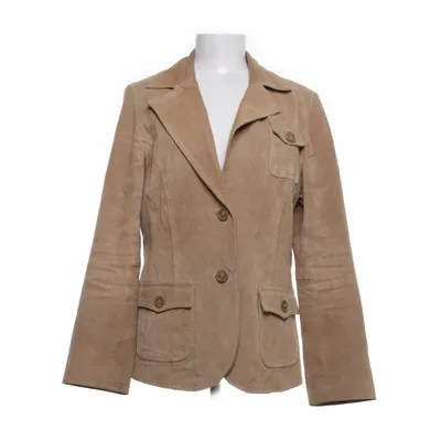 Leather blazer (Beige) from Tissaia Polyester, Leather