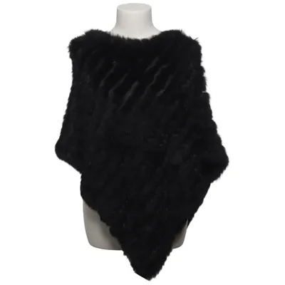 Poncho (Sort) fra Natures Collection Akryl, Kaninpels