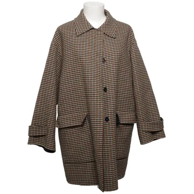 Coat (Brown, White) from Massimo Dutti Polyamide, Polyester, Wool