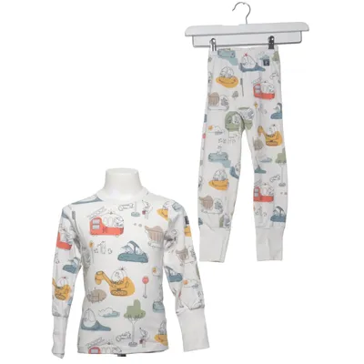 Pyjama (Wit, Meerkleurig) van Polarn O. Pyret Elastaan, Organisch katoen