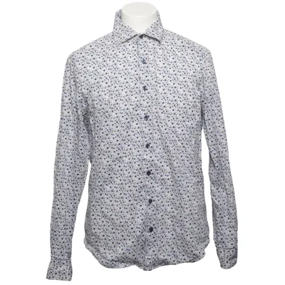Shirt (White, Blue) from Dressmann Cotton, Elastane, Polyamide