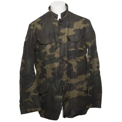 Jagtjakke (Grøn, Brun, Sort) fra Eleventy Linned, Polyester, Polyurethan