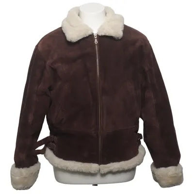 Veste en peau de mouton retournée (Marron, Blanc) de Berman Buckskin Cuir