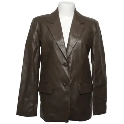 Blazer (Brown) from Oak+ Fort Polyester, Polyurethane, Viscose