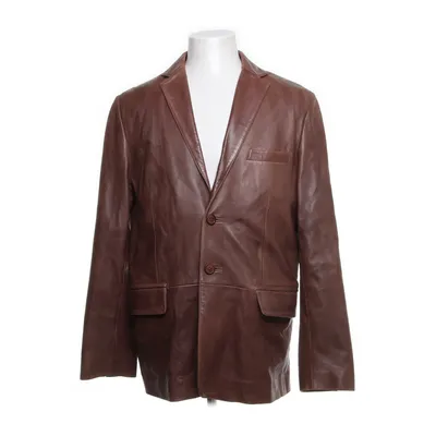 DAVID MOORE NY Brown Leather Belted Trench Coat 2024 Medium