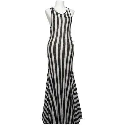 Maxi dress (Black, White) from Mango Cotton, Polyamide