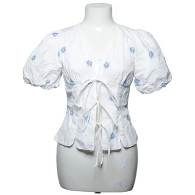 Wrap blouse (White, Blue) from Jolio & Co Cotton