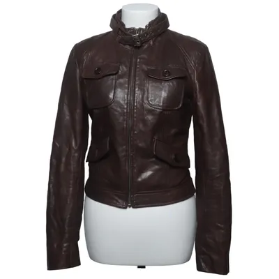 Lederjacke (Braun) von Set Leder, Polyester, Kaninchenpelz