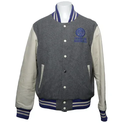 Varsity jacket (Gray, White, Blue) from Franklin & Marshall Acrylic, Leather, Polyester, Wool