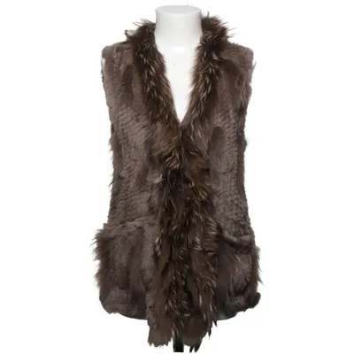 Pälsväst (Brun) från Oakwood Bomull, Kaninpäls