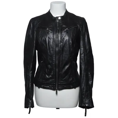Leren jack (Zwart) van Mauritius Leer, Polyester