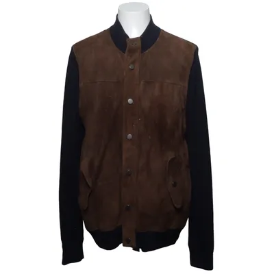 Jacke (Braun, Blau) von Faconnable Kaschmir, Baumwolle, Leder