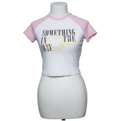 T-shirt (Wit, Roze) van Bershka Katoen, Elastaan, Modal